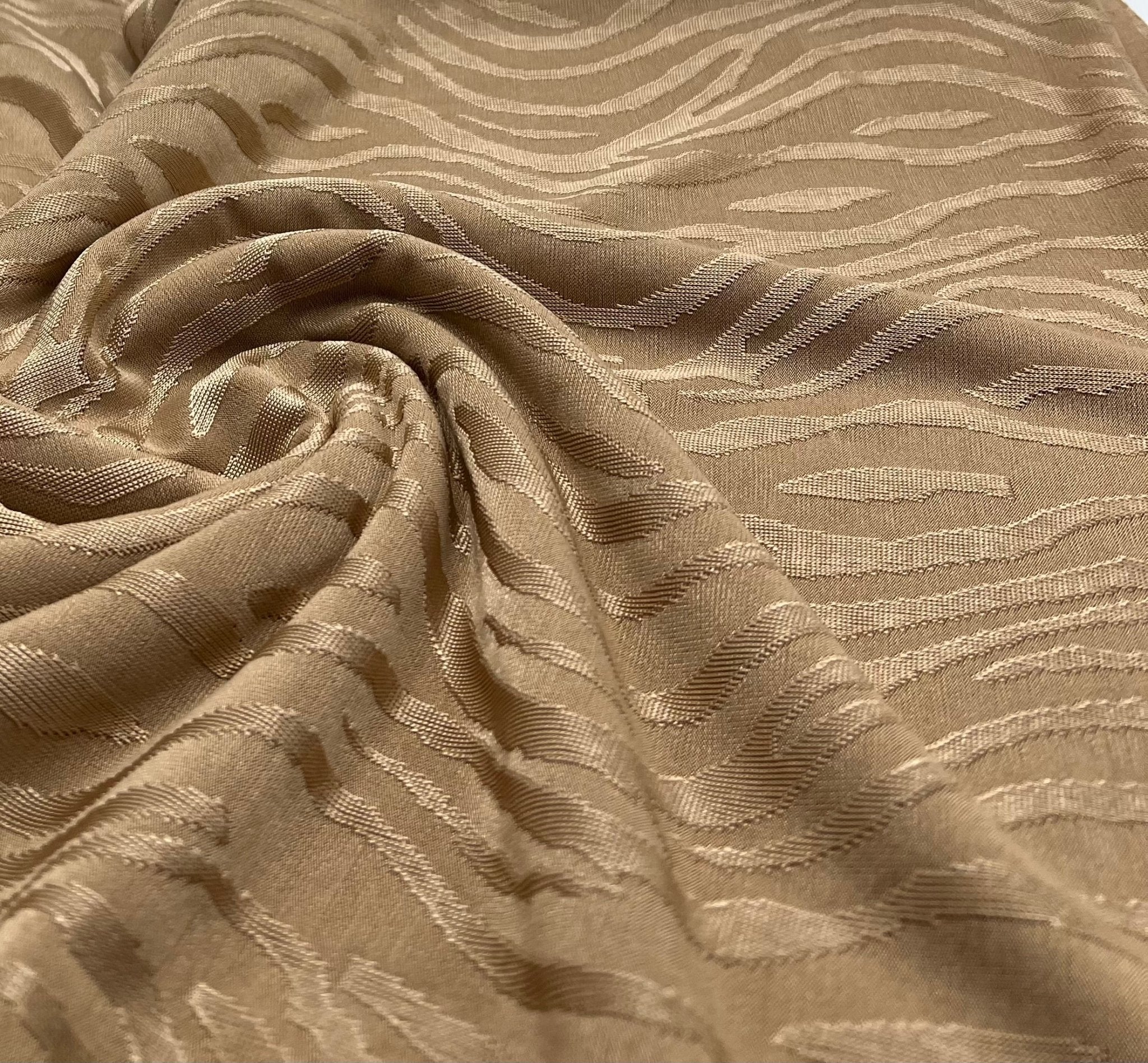 Camel Slinky Zebra Jacquard Stretch Fabric - T9 Fabrics